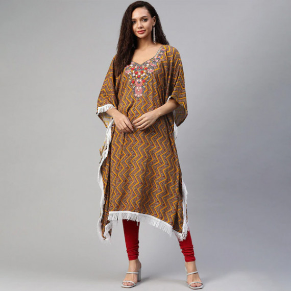 https://www.shop-ally.in/products/women-orange-brown-geometric-printed-thread-work-pure-cotton-kaftan-kurta