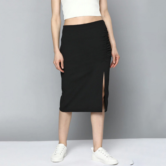 https://www.shop-ally.in/products/women-black-pure-cotton-solid-ruched-straight-skirt