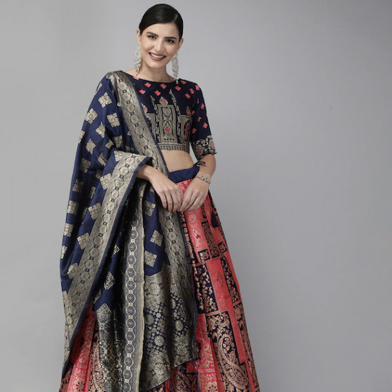 https://www.shop-ally.in/products/pink-navy-blue-woven-design-semi-stitched-lehenga-unstitched-blouse-with-dupatta