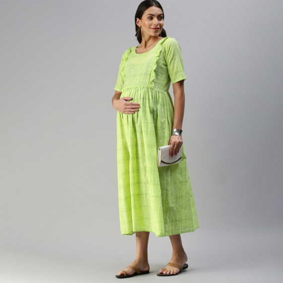 https://www.shop-ally.in/products/lime-green-woven-design-handloom-maternity-a-line-midi-dress