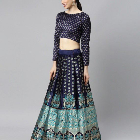 https://www.shop-ally.in/products/blue-green-woven-design-lehenga-choli